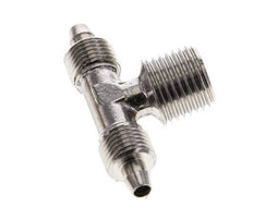 Racor rápido en T de acero inoxidable 1.4404 de 6x4 y R1/4'' con roscas macho