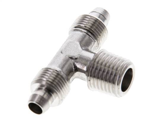 Racor rápido en T de acero inoxidable 1.4404 de 8x6 y R1/4'' con rosca macho