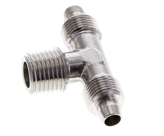Racor rápido en T de acero inoxidable 1.4404 de 8x6 y R1/4'' con rosca macho