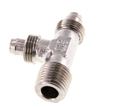 Racor en T en ángulo recto con rosca macho de acero inoxidable 1.4305 de 8x6 y R1/4