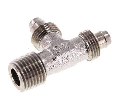 Racor en T en ángulo recto con rosca macho de acero inoxidable 1.4305 de 8x6 y R1/4