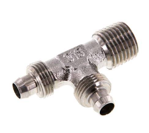 Racor en T en ángulo recto con rosca macho de acero inoxidable 1.4305 de 8x6 y R1/4