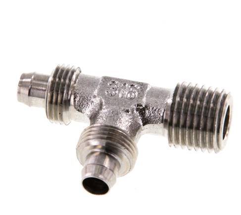Racor en T en ángulo recto con rosca macho de acero inoxidable 1.4305 de 8x6 y R1/4