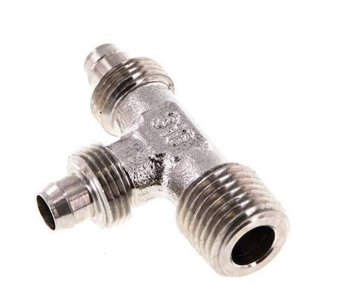 Racor en T en ángulo recto con rosca macho de acero inoxidable 1.4305 de 8x6 y R1/4