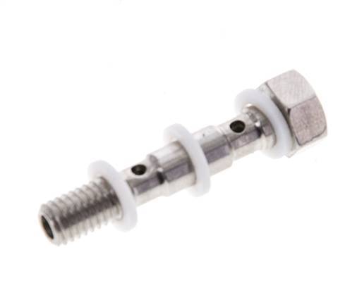 Perno banjo de acero inoxidable de 2 vías con rosca macho M5 PTFE L27mm