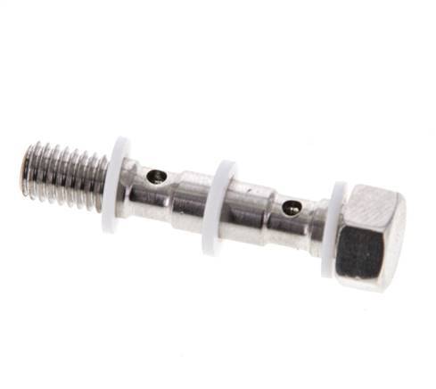 Perno banjo de acero inoxidable de 2 vías con rosca macho M5 PTFE L27mm