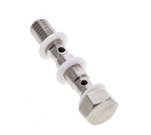Perno banjo de acero inoxidable de 2 vías con rosca macho M5 PTFE L27mm