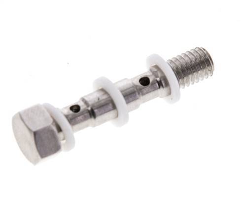 Perno banjo de acero inoxidable de 2 vías con rosca macho M5 PTFE L27mm