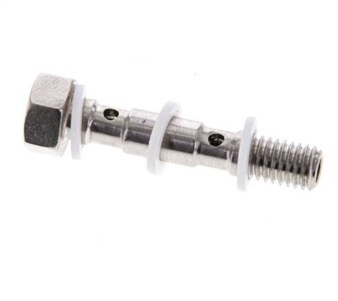 Perno banjo de acero inoxidable de 2 vías con rosca macho M5 PTFE L27mm