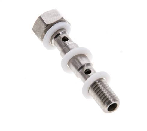 Perno banjo de acero inoxidable de 2 vías con rosca macho M5 PTFE L27mm