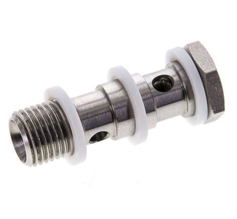 Perno banjo de acero inoxidable de 2 vías con rosca macho G1/4'' PTFE L42mm