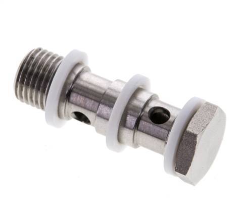 Perno banjo de acero inoxidable de 2 vías con rosca macho G1/4'' PTFE L42mm