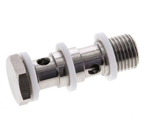 Perno banjo de acero inoxidable de 2 vías con rosca macho G1/4'' PTFE L42mm