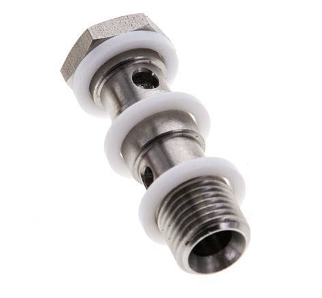 Perno banjo de acero inoxidable de 2 vías con rosca macho G1/4'' PTFE L42mm