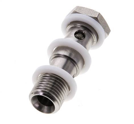 Perno banjo de acero inoxidable de 2 vías con rosca macho G1/4'' PTFE L42mm
