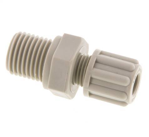 Accesorio de compresión recto de PP de 6x4mm y G1/4'' con rosca macho 10 bar [2 piezas]