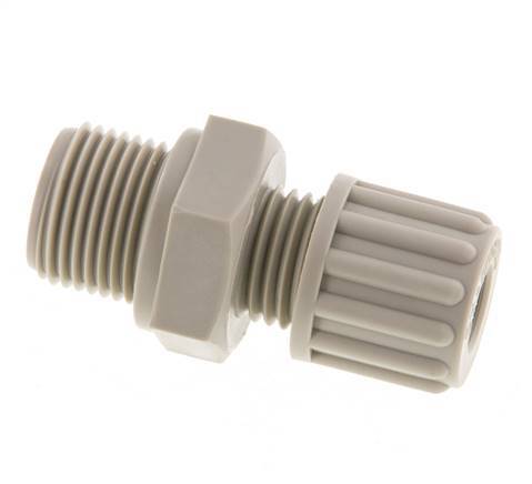 Accesorio de compresión recto de PP 8x6 mm y G3/8'' con rosca macho 10 bar