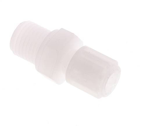Racor de compresión recto de PVDF de 6x4 mm y G1/4'' con rosca macho 10 bar