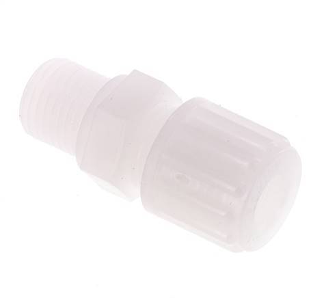 Racor de compresión recto de PVDF 8x6 mm y G1/4'' con rosca macho 10 bar