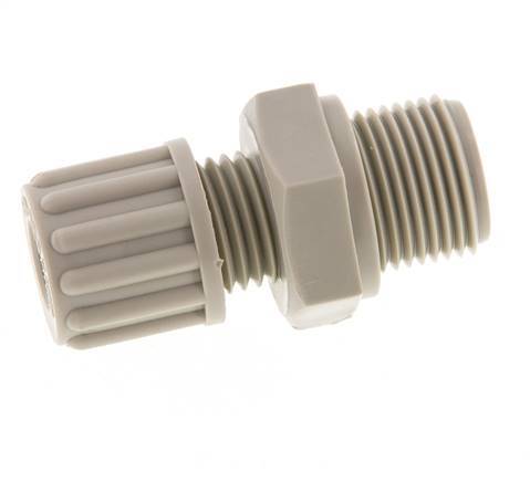 Racor de compresión recto de PVDF 8x6 mm y G1/4'' con rosca macho 10 bar