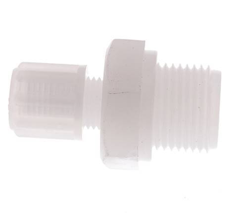 Racor de compresión recto de PVDF de 6x4 mm y G3/8'' con rosca macho 10 bar