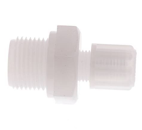 Racor de compresión recto de PVDF de 6x4 mm y G3/8'' con rosca macho 10 bar