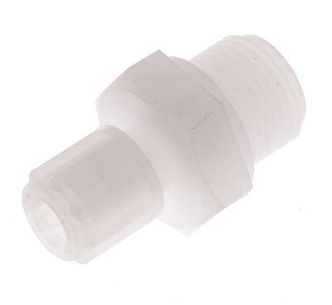 Racor de compresión recto de PVDF de 6x4 mm y G3/8'' con rosca macho 10 bar