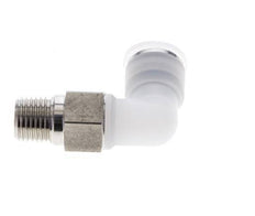 10mm x R1/4'' 90deg Elbow Push-in Fitting with Male Threads PA/Stainless Steel EPDM/PTFE Rotatable
