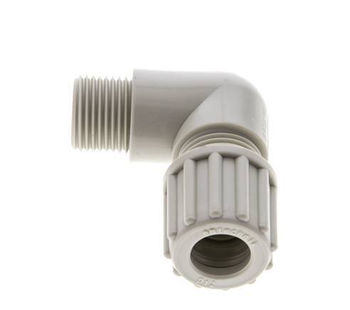 12x10mm & G3/8'' PP Elbow Compression Fitting with Male Threads 10 bar