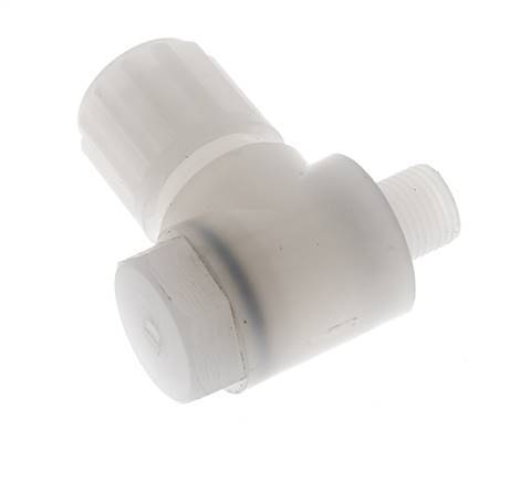 Accesorio de compresión acodado de PVDF 8x6 mm y G1/8'' con rosca macho y perno banjo 10 bar