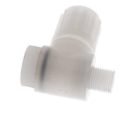 Accesorio de compresión acodado de PVDF 8x6 mm y G1/8'' con rosca macho y perno banjo 10 bar