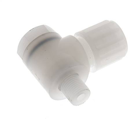 Accesorio de compresión acodado de PVDF 8x6 mm y G1/8'' con rosca macho y perno banjo 10 bar