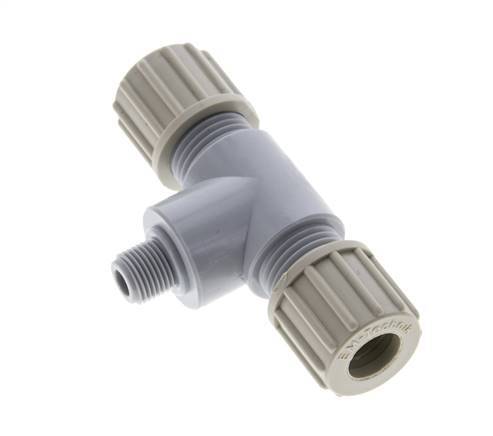 10x8mm & G1/8'' PA T-Shape Tee Compression Fitting with Male Threads 10 bar