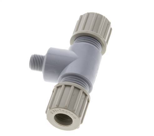 10x8mm & G1/8'' PA T-Shape Tee Compression Fitting with Male Threads 10 bar