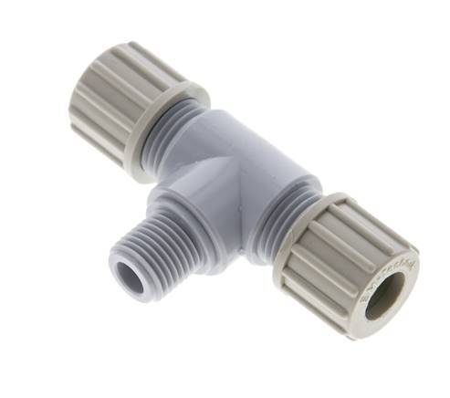 10x8mm & G1/4'' PA T-Shape Tee Compression Fitting with Male Threads 10 bar