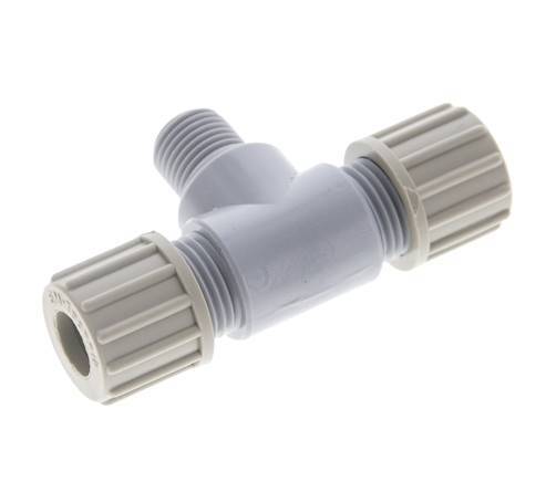 10x8mm & G1/4'' PA T-Shape Tee Compression Fitting with Male Threads 10 bar
