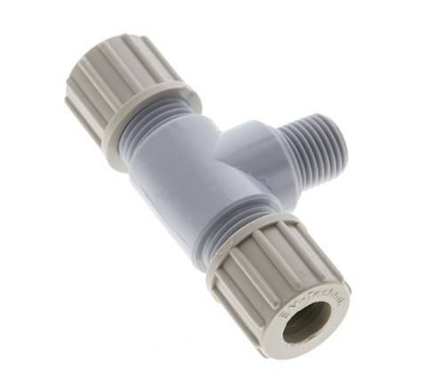 10x8mm & G1/4'' PA T-Shape Tee Compression Fitting with Male Threads 10 bar