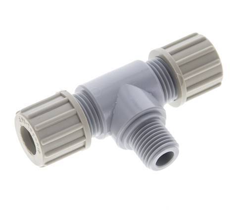 10x8mm & G1/4'' PA T-Shape Tee Compression Fitting with Male Threads 10 bar