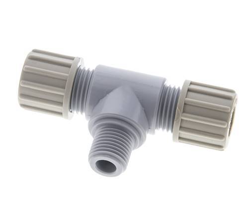 10x8mm & G1/4'' PA T-Shape Tee Compression Fitting with Male Threads 10 bar