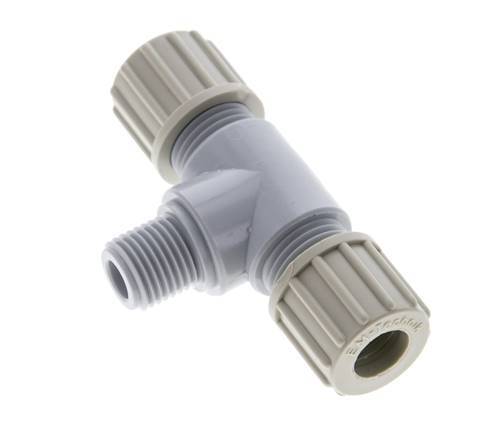 10x8mm & G1/4'' PA T-Shape Tee Compression Fitting with Male Threads 10 bar