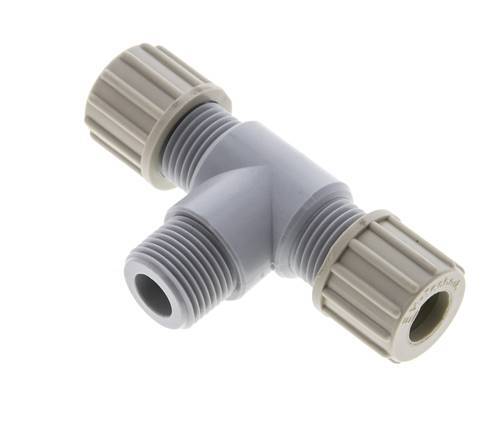 10x8mm & G3/8'' PA T-Shape Tee Compression Fitting with Male Threads 10 bar