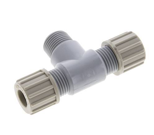 10x8mm & G3/8'' PA T-Shape Tee Compression Fitting with Male Threads 10 bar