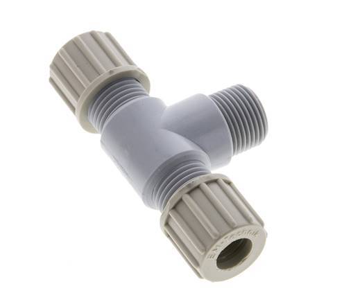 10x8mm & G3/8'' PA T-Shape Tee Compression Fitting with Male Threads 10 bar