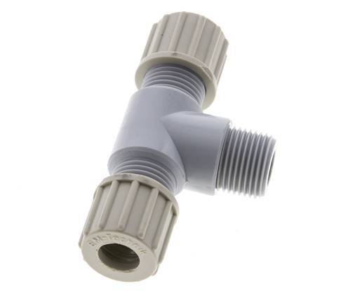 10x8mm & G3/8'' PA T-Shape Tee Compression Fitting with Male Threads 10 bar