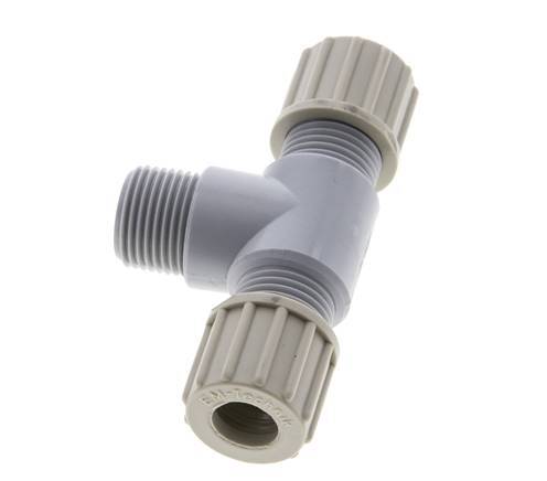 10x8mm & G3/8'' PA T-Shape Tee Compression Fitting with Male Threads 10 bar