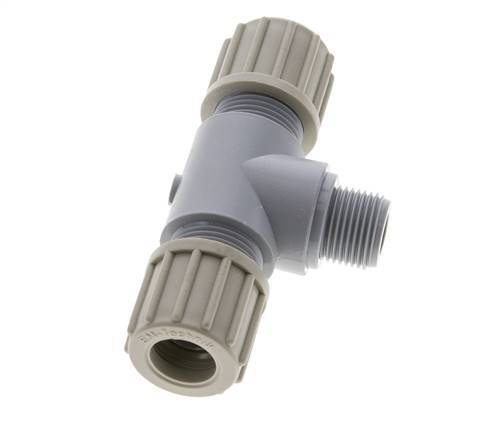 14x12mm & G3/8'' PA T-Shape Tee Compression Fitting with Male Threads 10 bar