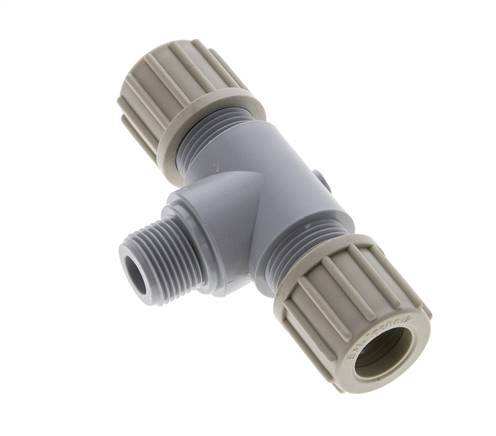 14x12mm & G3/8'' PA T-Shape Tee Compression Fitting with Male Threads 10 bar