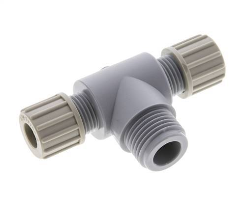 10x8mm & G1/2'' PA T-Shape Tee Compression Fitting with Male Threads 10 bar
