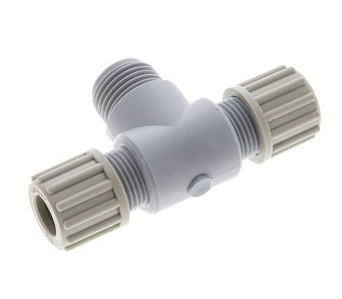 12x10mm & G1/2'' PA T-Shape Tee Compression Fitting with Male Threads 10 bar