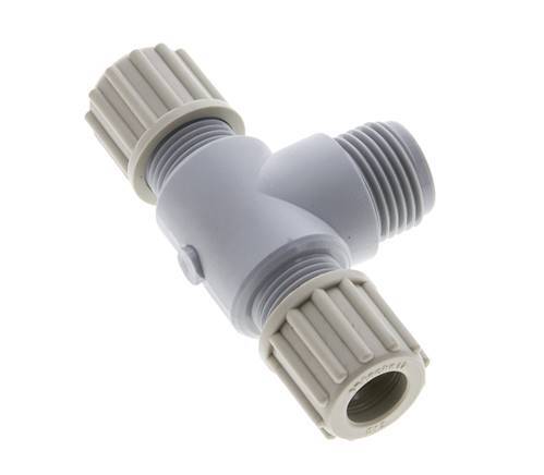 12x10mm & G1/2'' PA T-Shape Tee Compression Fitting with Male Threads 10 bar